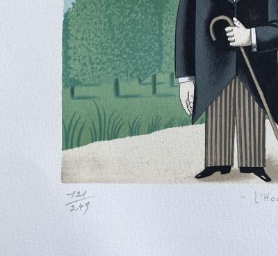 Raymond Peynet - L'homme à la cervelle d'or - Lithographie originale signée au crayon et numérotée 2