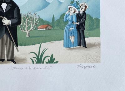 Raymond Peynet - L'homme à la cervelle d'or - Lithographie originale signée au crayon et numérotée 2