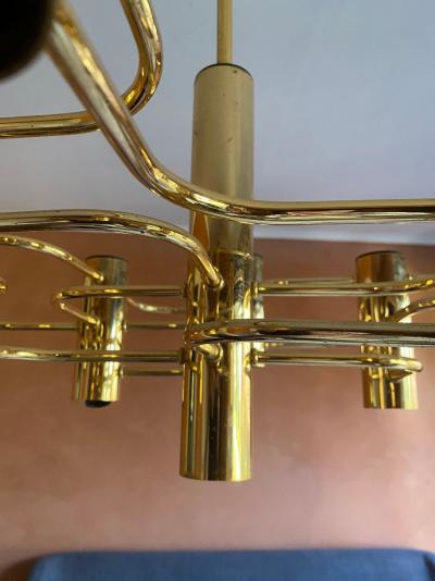 Lustre doré 9 Feux Gaetano Sciolari Italie 1960 2