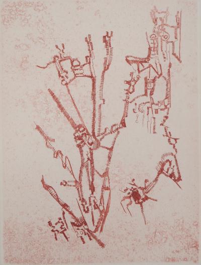 Camille BRYEN - Construction abstraite, 1956 - Gravure originale signée 2