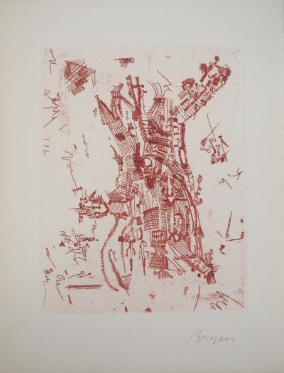 Camille BRYEN - Maison surréaliste, 1956 - Gravure originale signée 2