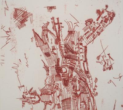 Camille BRYEN - Maison surréaliste, 1956 - Gravure originale signée 2