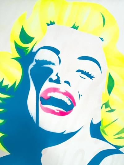 PURE EVIL Screaming Marilyn - Monkey grip ? Bombe de peinture au pochoir sur toile 2