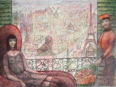 Edouard GOERG - Balcon de Paris - Lithographie originale signée 2