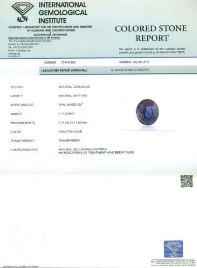 1,71 ct. Saphir bleu violacé non traité 2