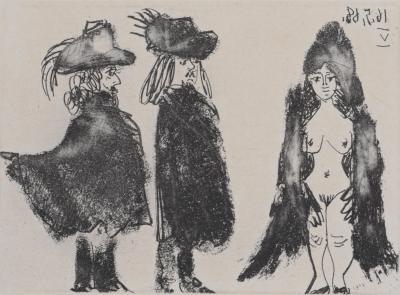 Pablo PICASSO - La Célestine - Cavalerie, son valet et jeune fille, 1971 - Original etching and aquatint on vélin paper 2