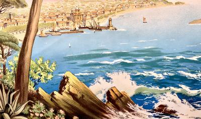 Affiche vintage originale - Saint Raphaël La Côte d’Azur - Charles Morel de Tanguy (1857 – 1930), Circa 1920, Lithographie 2