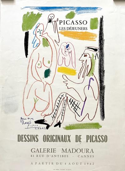 Affiche vintage originale - Picasso Les déjeuners - Pablo Picasso (1881-1973), Galerie Madoura, 1962 , Lithographie