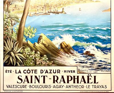 Affiche vintage originale - Saint Raphaël La Côte d’Azur - Charles Morel de Tanguy (1857 – 1930), Circa 1920, Lithographie 2