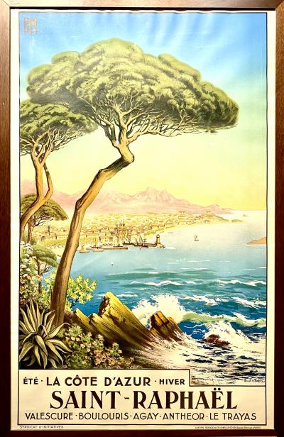 Affiche vintage originale - Saint Raphaël La Côte d’Azur - Charles Morel de Tanguy (1857 – 1930), Circa 1920, Lithographie 2