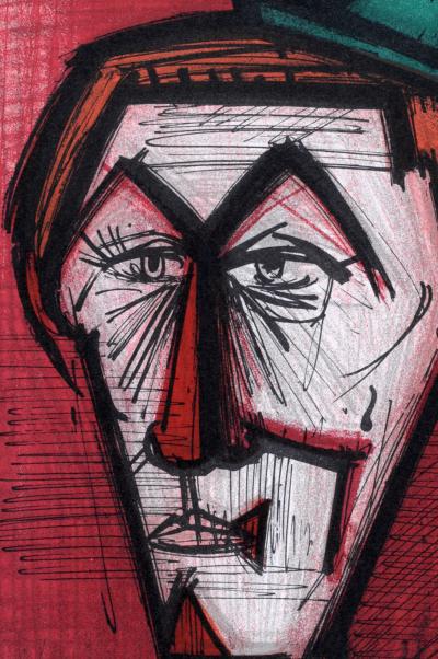 Bernard BUFFET - Le Clown sur fond rouge, 1967 - Lithographie 2