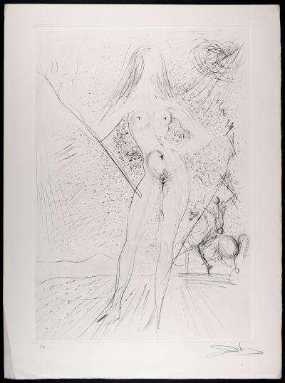 Salvador DALI - Vénus des Constellations avec picador, 1975 - Gravure originale en noir et blanc (pointe sèche) sur papier Arches - Signée à la main 2