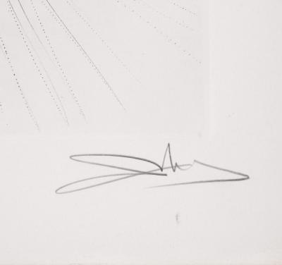 Salvador DALI - Vénus des Constellations avec picador, 1975 - Gravure originale en noir et blanc (pointe sèche) sur papier Arches - Signée à la main 2