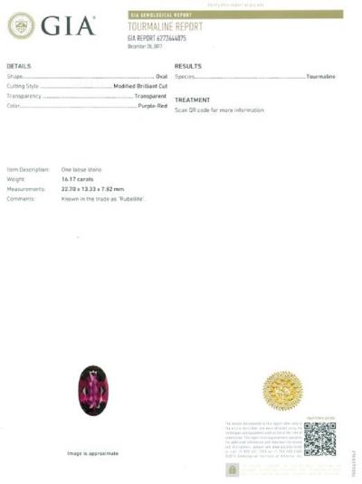 16,17 carats. Tourmaline rubellite rouge pourpre 2