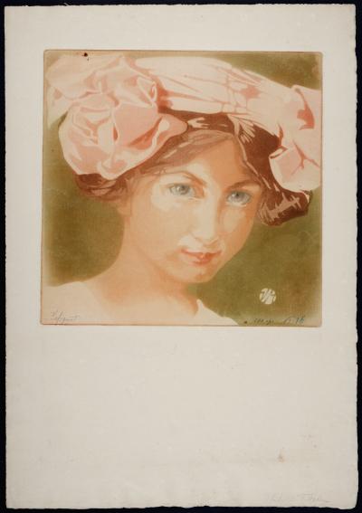 Victor MIGNOT - Tête de fillette, c. 1910 - Gravure originale & aquatinte sur papier vergé - Signée à la main 2