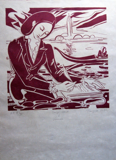 Françoise GILOT - George Sand, c. 1980 - Litografía sobre papel japonés, firmada al lapiz