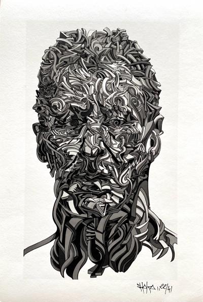 Shaka (Marchal Mithouard dit né en 1975) - Hommage à Lucien Freud - Circa 2018, signé et numérotée à la main, Lithographie 2