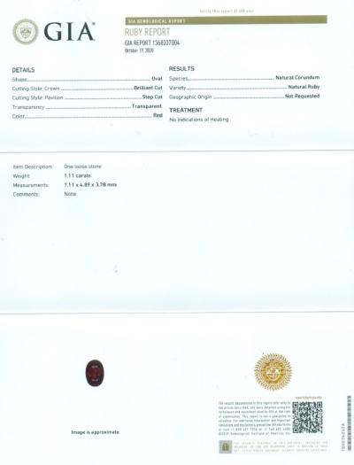 1.11 ct. PIGEON'S BLOOD Ruby 2