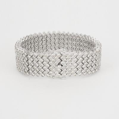White Gold Diamond Broad Flexible Bracelet 2