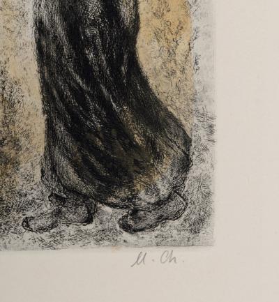 Marc CHAGALL- Elie et la Veuve de Sarepta, 1958 - Original etching hand signed and hand colored 2