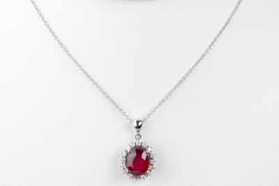 Collier diamants rubis en or blanc 18 carats 2