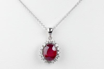 Collier diamants rubis en or blanc 18 carats 2