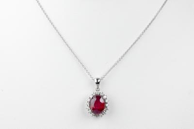 Collier diamants rubis en or blanc 18 carats 2
