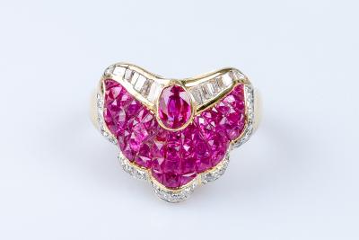 Bague rubis diamant en or jaune 2