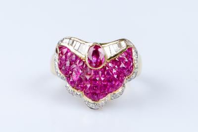 Bague rubis diamant en or jaune 2