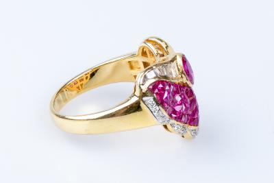 Bague rubis diamant en or jaune 2
