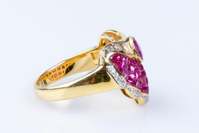 Bague rubis diamant en or jaune 2