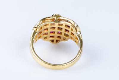 Bague rubis diamant en or jaune 2