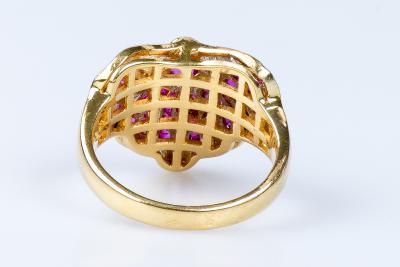 Bague rubis diamant en or jaune 2