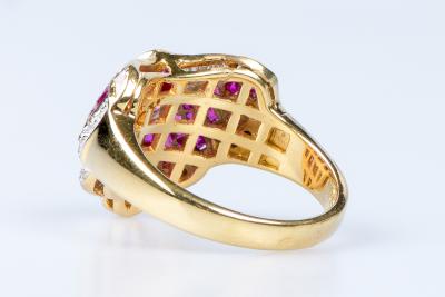 Bague rubis diamant en or jaune 2