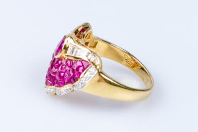 Bague rubis diamant en or jaune 2