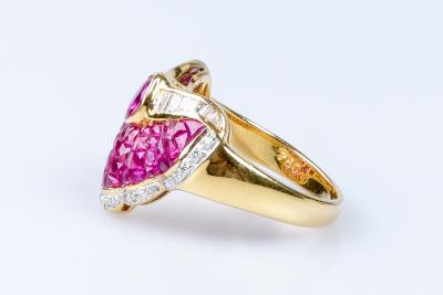 Bague rubis diamant en or jaune 2