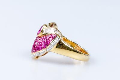 Bague rubis diamant en or jaune 2