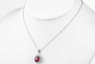 Collier diamants rubis en or blanc 18 carats 2