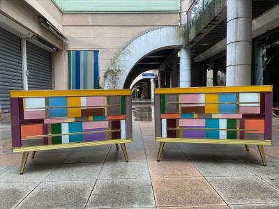 Paire de chevets colorés - Italie du Nord 2
