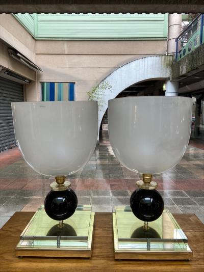Vetreria Vistosi - Paire de lampes - Verre de Murano et laiton 2