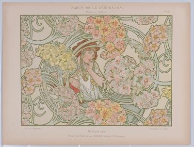 Alphonse MUCHA - Byzantine & Langage des Fleurs, c. 1900 - RARE set of 2 original lithographs 2