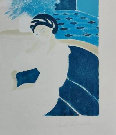 André Brasilier - La robe bleue (1977) - Lithographie originale signée au crayon 2