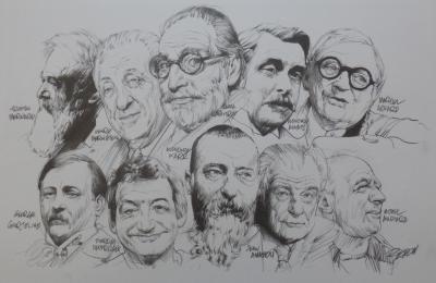 Jacky REDON - 10 dibujos caricaturizados firmados en la plancha, 2001 2
