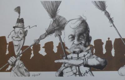 Jacky REDON - 16 Dessins caricaturaux signés dans la planche, 1990 2