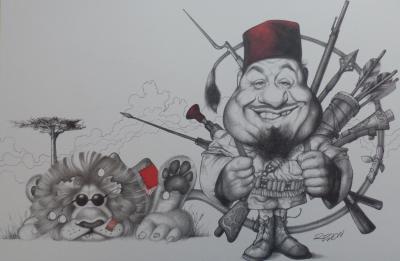 Jacky REDON - 16 Dessins caricaturaux signés dans la planche, 1990 2
