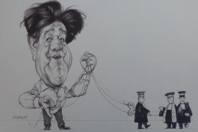 Jacky REDON - 16 Dessins caricaturaux signés dans la planche, 1990 2