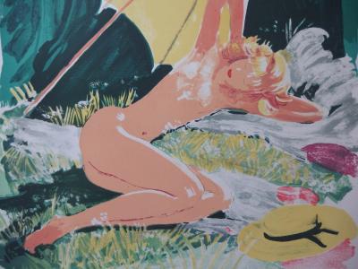 Jean-Gabriel DOMERGUE - Jeune femme sous le parasol, Lithographie originale signée 2