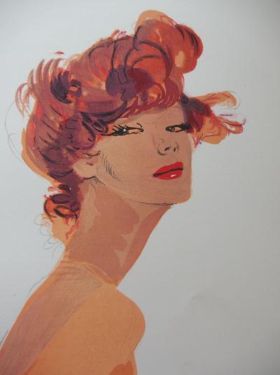 Jean-Gabriel DOMERGUE - Jeune brune au regard perçant, Lithographie originale, signée 2