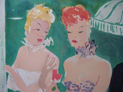 Jean-Gabriel DOMERGUE - Deux femmes au casino, Lithographie originale signée 2