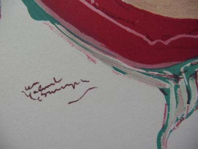 Jean-Gabriel DOMERGUE - Femme sur un canapé rouge, Lithographie originale, signée 2